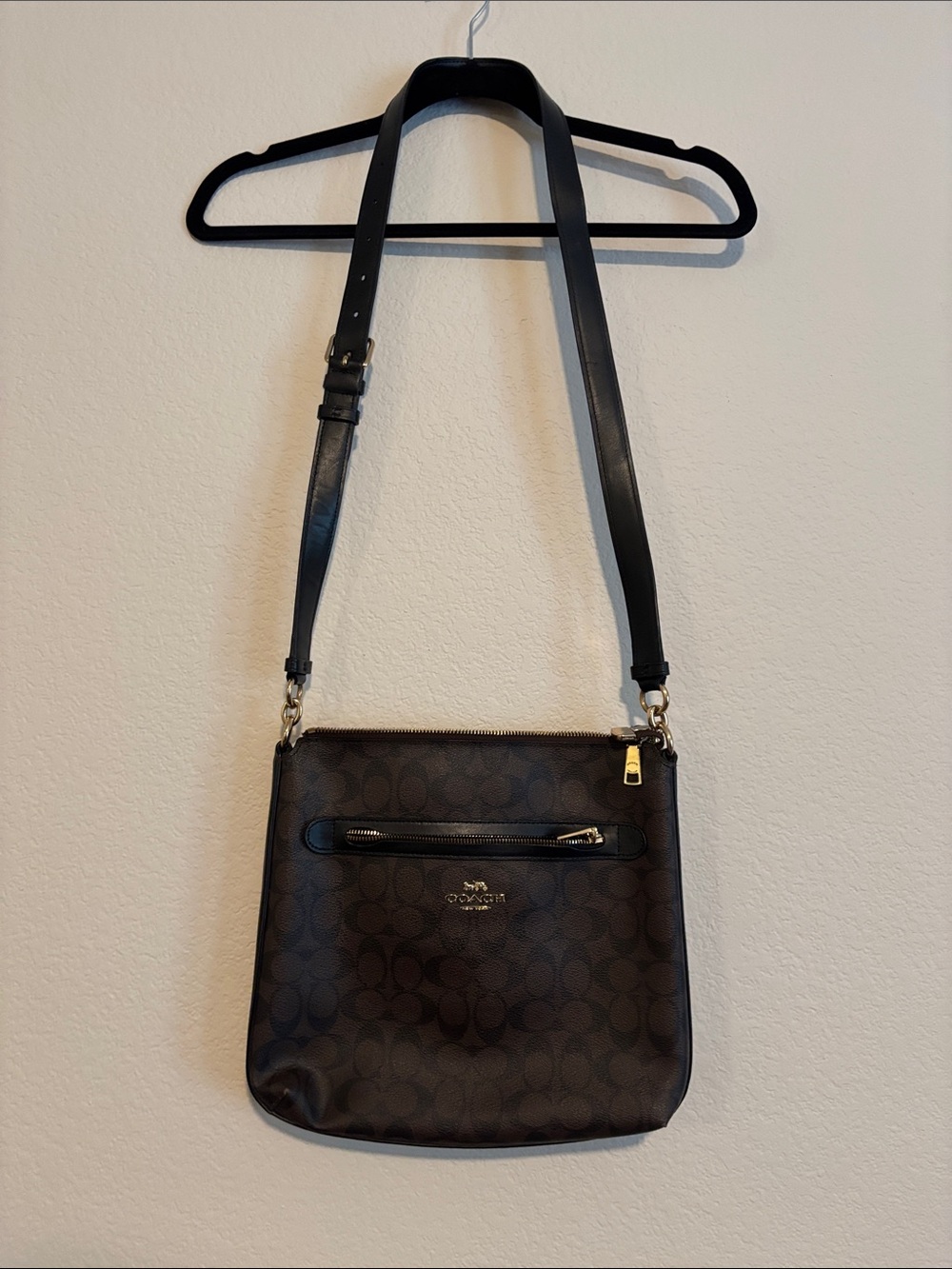 Coach Brown and Black Signature Crossbody Bag